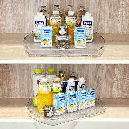 Incostar 360° Rotating Lazy Susan Turntable - Multifunctional Rectangular Organizer for Refrigerator, Cabinet, Pantry, and Kitchen Countertop (15.2" x 11.4", 2 Pack)