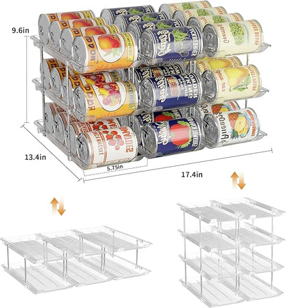 LXLXXL Can Organizer For Pantry 6 Tier*3 Canned Food Goods Organizer For Cabinet Clear Automatic Rolling Can Storage Organizer Pantry Holders Rack