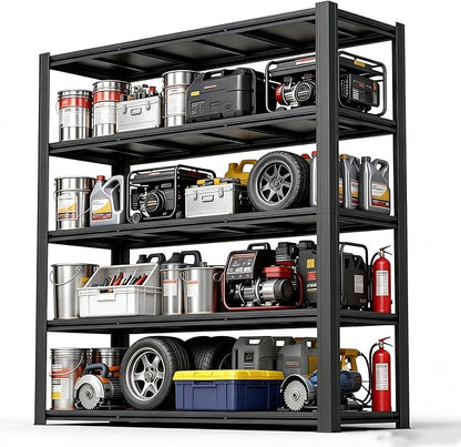 Garage Shelving 3000LBS Heavy Duty Shelving Units and Storage Shelves Adjustable 5 Tier Metal Shelving for Kitchen,Utility Room and Basement, Black