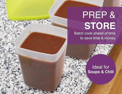 Arrow Freezer Containers, 1 Pint - 10 pk with Lids - Reusable Plastic Food Storage - Prep, Store, Freeze - BPA Free - Dishwasher Safe