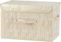 Decorative Storage Boxes with Lid Luxury Metallic Fabric Storage Bins Organizer Containers Collapsible Shelf Baskets with Handles for Home Bedroom Closet Office (Gold, Large Size)