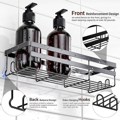 WOWBOX Shower Caddies 4 Pack - Adhesive Hanging Shower Shelf - Bathroom Organizers and Storage, No Drilling Stainless Shower Shelves for Home Decor, Bathroom Accessories