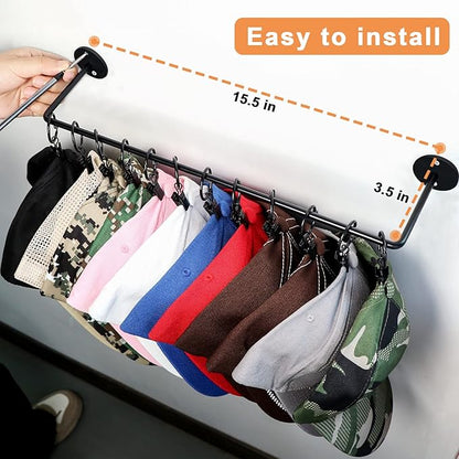CAPHONT Hat Rack for Baseball Cap Organizer with 24 Hooks, Modern Metal Hats Storage Wall Mounted Caps Hanger for Closet Door Bedroom Entryroom Laundry, 2 Pack