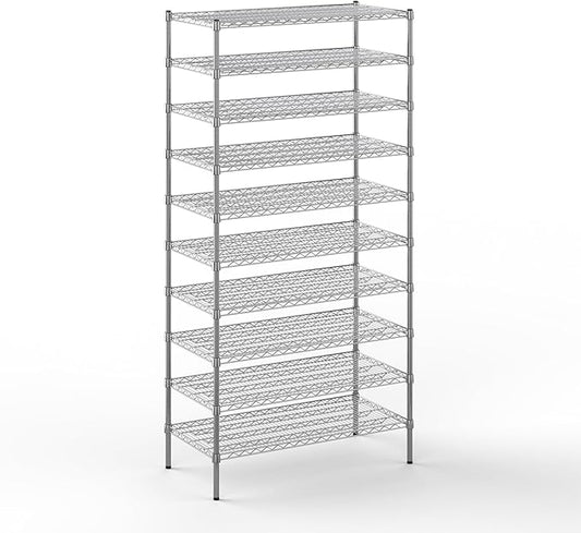 21" Deep x 42" Wide x 86" Height Wire Shelving Kit | 10-Tier | NSF Commercial Storage Rack Unit