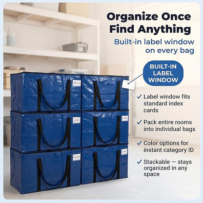 ClearSpace Heavy Duty Moving Bags - Water Resistant Storage Bags or Storage Bins with Lids and Moving Supplies - Large Moving Boxes for College Dorm, Travel, Closet Organization - 8 Pack
