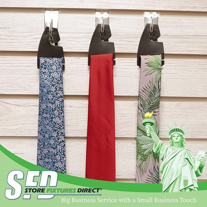 Black Neck Tie Hangers for Retail, Economic Plastic Tie Hooks, 1000 Pack