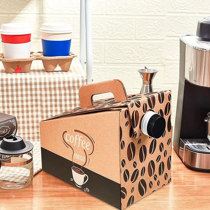 Dandat 10 Pcs 160 oz Disposable Coffee Dispenser Box with Spout, Insulated Cardboard Beverage Container for Catering Events Office Meetings Hot Cold Drinks