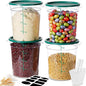 4QT NSF Round Food Storage Containers with Lids: 4 PCS [Total Food Grade][Hot&Cold Resistant] Dough Proofing Container for Pizza, Bread with Measuring Spoons Included(BPA FREE) (GREEN)