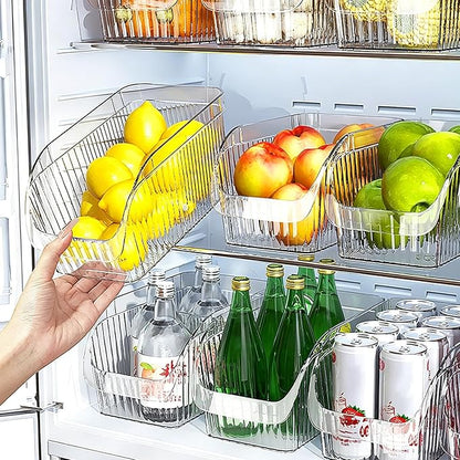Set of 3 Pantry Organizers and Storage Bins with Removable Dividers - Clear Plastic Storage Box for Cabinet, Kitchen, Fridge, Bathroom, Home Organization Food Containers, Large Medium Small
