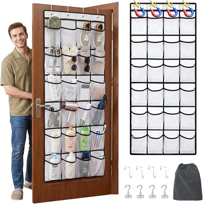Magnetic Cruise Organizer, Over The Door Organizer for Cruise Ships with 24 Large Clear Pockets, Magnetic Shoe Rack for Door, Hanging Door Organizers for Cabin Cruise Essentials 2026（ 56.7" x 21.2"）