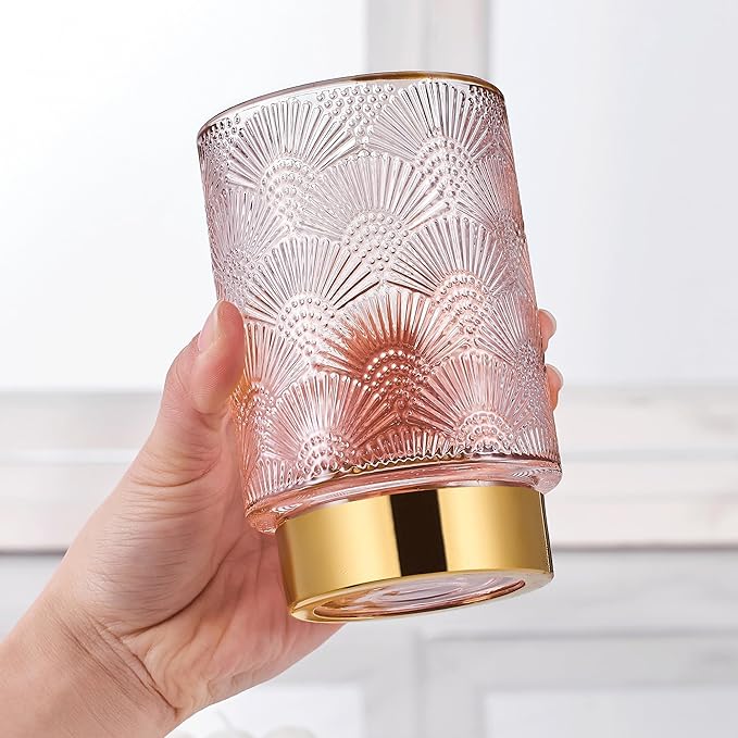 Makeup Brush Holder Organizer,Toothbrush Holders,Desk Pen Pencil Holder,Multifunctional Vintage Glass Brush Cup（A41-10-US）