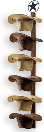 P-ALADIN Cowboy Hat Holder, Cowboy Hat Rack for Wall, 6-Piece Wall-Mount Western Hat Organizer with Wooden Board – Storage Hat Holder Organizer