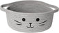 Small Cat Toy Basket, 10”x10”x4” Gray Cotton Rope Storage Bin with Handles, Woven Cat Organizer Box for Indoor Pets, Cute Kitty Easter Basket Gifts Empty, Living Room Nursery Decor