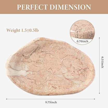 Koville Luxurious Natural Pink Marble Vanity Tray, Cloud Shape Serving Stone Key Tray for Home Decor, 10" x 7" Marble Storage Trays for Bathroom, Stone Plate Holder for Perfume, Candle and Jewelry