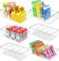 ZIZOTI Snack Organizer for Pantry Shelf, 6 Pack Clear Plastic Pantry Storage Bins with 3 Dividers for Snacks, Spices, Chips Food Organizer, Stackable Pantry Organizers for Kitchen, Fridge, Cabinet