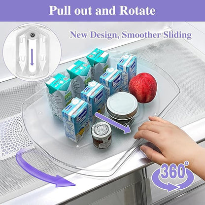 Incostar 360° Rotating Lazy Susan Turntable - Multifunctional Rectangular Organizer 15.1" x 11.4" for Refrigerator, Cabinet, Pantry, and Kitchen Countertop (4 Pack)