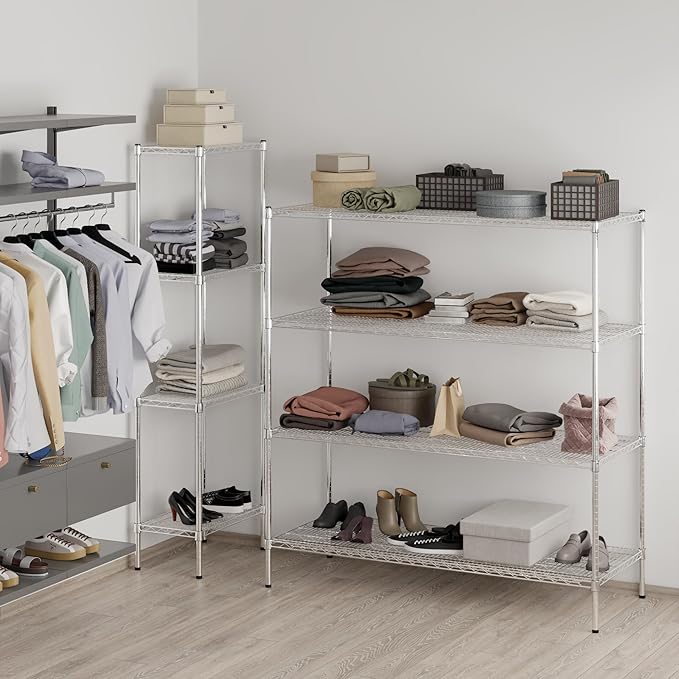 24" Deep x 60" Wide x 64" Height Wire Shelving Kit | 4-Tier | NSF Commercial Storage Rack Unit