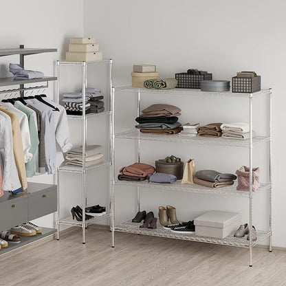 24" Deep x 60" Wide x 64" Height Wire Shelving Kit | 4-Tier | NSF Commercial Storage Rack Unit
