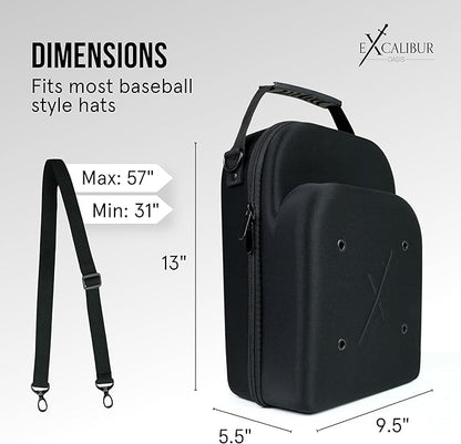 Hat Travel Case for Baseball Caps – Hard Shell Travel Hat Case with Carrying Handle & Adjustable Shoulder Strap – Baseball Hat Holder – 6 Hat Capacity – Travel Accessories for Men – Black Hat Caddie