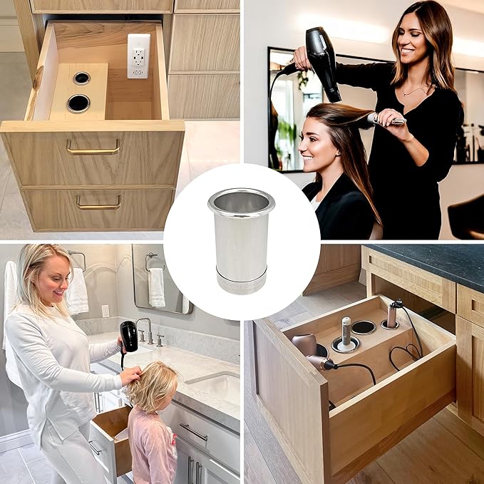 Docking Drawer 3" Stainless Steel Canister for Hot Tools, Capped Design, Safely Stow Styling Tools