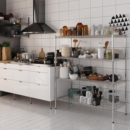 21" Deep x 48" Wide x 54" Height Wire Shelving Kit | 4-Tier | NSF Commercial Storage Rack Unit
