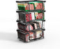 Deep freezer organizer bins-Fit 10 to 20 Cu.FT，4Pcs stackable wire baskets for freezer，Vegetable Fruit Basket，kitchen countertop organizer，U-shaped front opening，Black,15.94"L ×13"W ×8"H