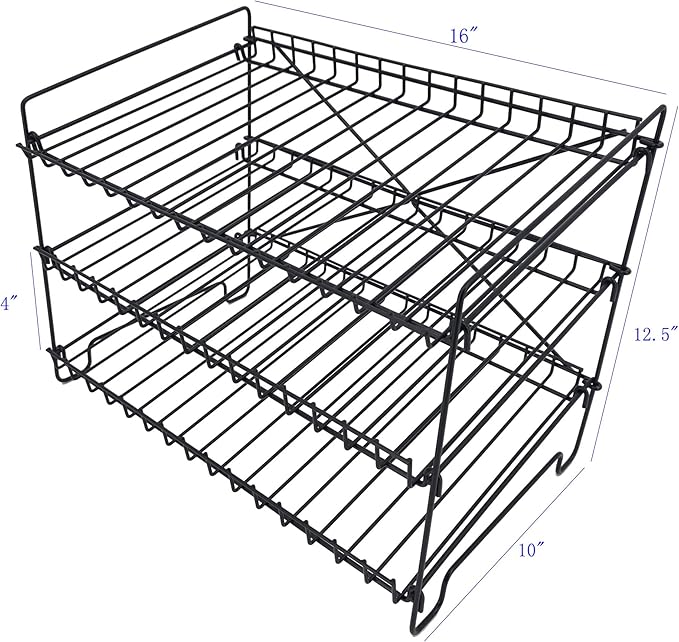 FixtureDisplays® 3-Tier Shelf Wire Rack Trending Can Rack Organizer, Can Jar Dispenser for Kitchen Cabinet, Countertop, Pantry 16" Wide X 12.5" Tall X 10" Deep, 15 Oz Put on Top Shelf 10085CAN