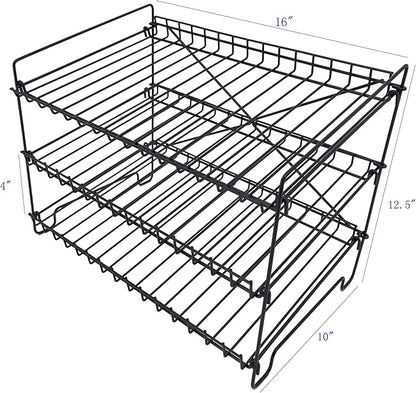 FixtureDisplays® 3-Tier Shelf Wire Rack Trending Can Rack Organizer, Can Jar Dispenser for Kitchen Cabinet, Countertop, Pantry 16" Wide X 12.5" Tall X 10" Deep, 15 Oz Put on Top Shelf 10085CAN