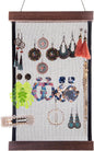 FEQO Mesh Earring Organizer Hanging Earrings Holder Wall Mounted Earring Hanging Jewelry Holder Organizer with 20 Pieces S Shape Black Hooks (12 x 7.2 inch)