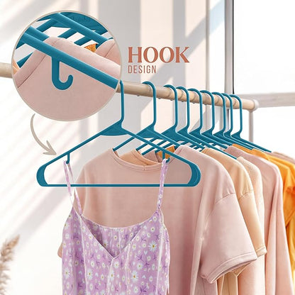 Plastic Hangers 50 Pack Blue - Clothes Hangers - Makes The Perfect Coat Hanger and General Space Saving Hangers for Closet and New Apartment Essentials - Percheros Ganchos para Colgar Ropa Hangars