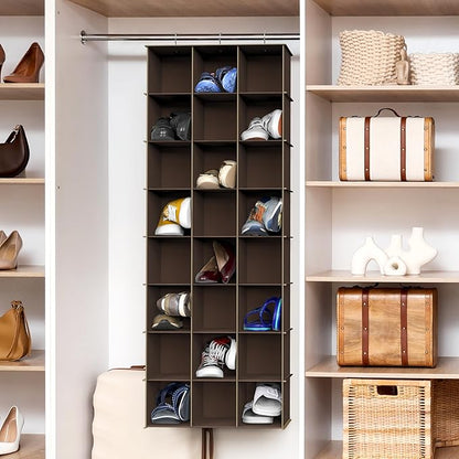 Simple Houseware 24 Section Shelves Hanging Shoes Organizer Holder for Closet, Brown