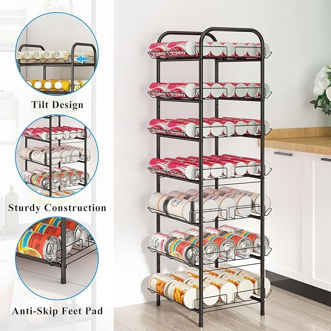 GILLAS 6 Tier Water Bottle Storage Rack, Free Standing Vertical Metal,Water Bottle Organizer, Large Capacity Bottled Rack Water Holder Stand for Cabinet Kitchen Party Pantry,Black