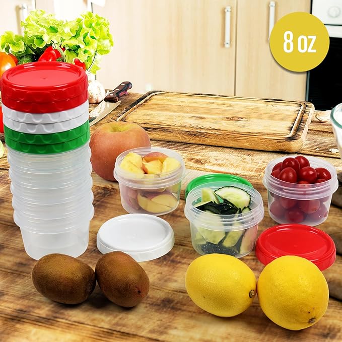EONJOE 8 oz Small Freezer Containers with Lids Stackable Plastic Food Storage Container 1 Cup Meal Prep Bowls Airtight Dishwasher Safe,6-pack
