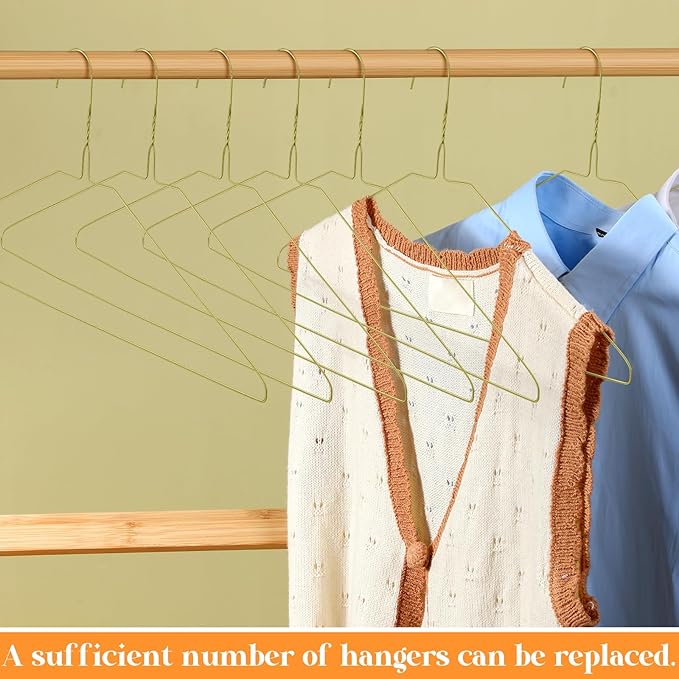 Yuntau 120 Pcs Wire Hangers Bulk 17.7" Dry Cleaner Hangers, Suit Holders for Home Caped Clothing (Gold)