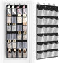 FENTEC 24 Large Pockets Over Door Shoe Organizer, Mesh Hanging Shoe Organizer for Closet Mesh Closet Holder, Back of Door Organizer for Cruise Ships, Rack for Wall, Black, 1 Pack
