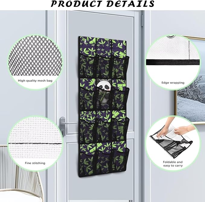 Generic Cute Panda Over The Door Clothes Storage Organizer Dirt-Resistant Closet Door Organizers and Storage Hangin The Simple But Stylish Design Style Adds A touch of Color to Entrances Office