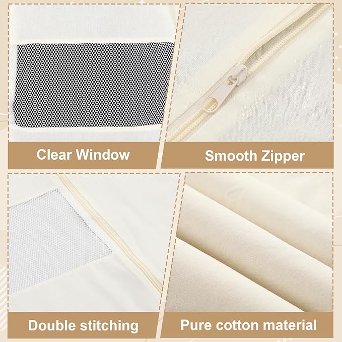 Aliceset 6 Pcs 24 x 50 Inches Cotton Garment Bags for Hanging Clothes, Canvas Suit Bags for Clothes Coats Jackets Shirts Closet Storage Travel Gusseted Hanging Garment Cover