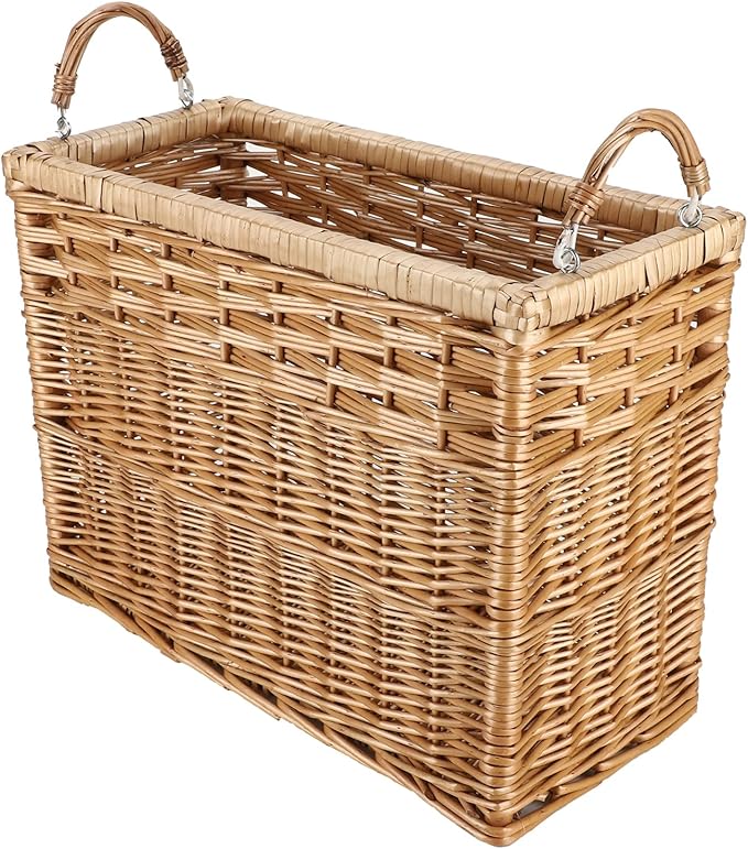 YAHUAN Natural Wicker Storage Basket with Built-in Handles Stair Basket Magazine Basket Large Wicker Baskets for storage Home Organizing Laundry (Wicker)