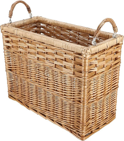 YAHUAN Natural Wicker Storage Basket with Built-in Handles Stair Basket Magazine Basket Large Wicker Baskets for storage Home Organizing Laundry (Wicker)