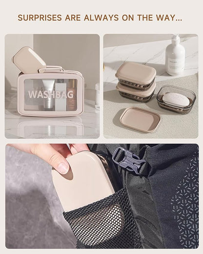 Doter Travel Soap Case, Leakproof Soap Container with Lid, Portable Bar Soap Holder for Traveling, Transparently Soap Dishes for Bathroom, Shower, Gym, School, Camping, Vacation, Outdoor
