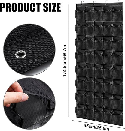 Black 40 Large Pockets Over The Door Shoe Organizer, Mesh Hanging Shoe Rack for Closet, Over Door Organizer Shoe Organizer for Wall