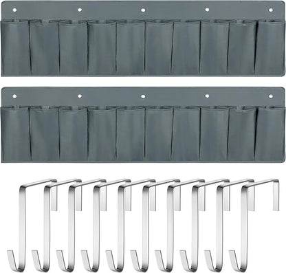 2 Pack RV Hanging Shoe Organizer, 10 Pockets Storage With Sturdy Hooks, Bed Organizer for Shoes, Toys and Tool Accessories, Grey