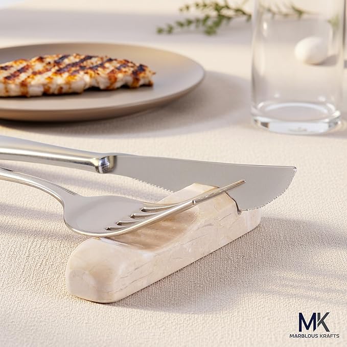 Marble Utensil Rest Verona Spoon Holder for Fork and Knife, Cutlery Rest for Kitchen Counter, Simple and Modern Kitchen Accessory