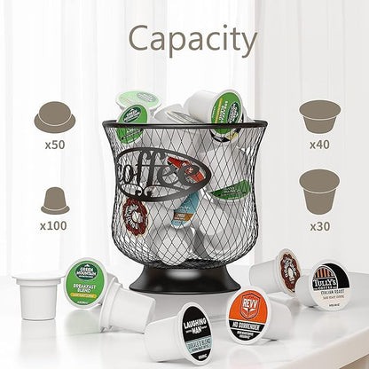 ITHSKUILL Coffee Pod Holder, Large Capacity K Cup Holder, Nespresso Pods Holder K Cup Organizer for Kitchen Countertop, Coffee Bar Accessories, Pod Holder for Keuring Espresso Capsule Coffee Creamer