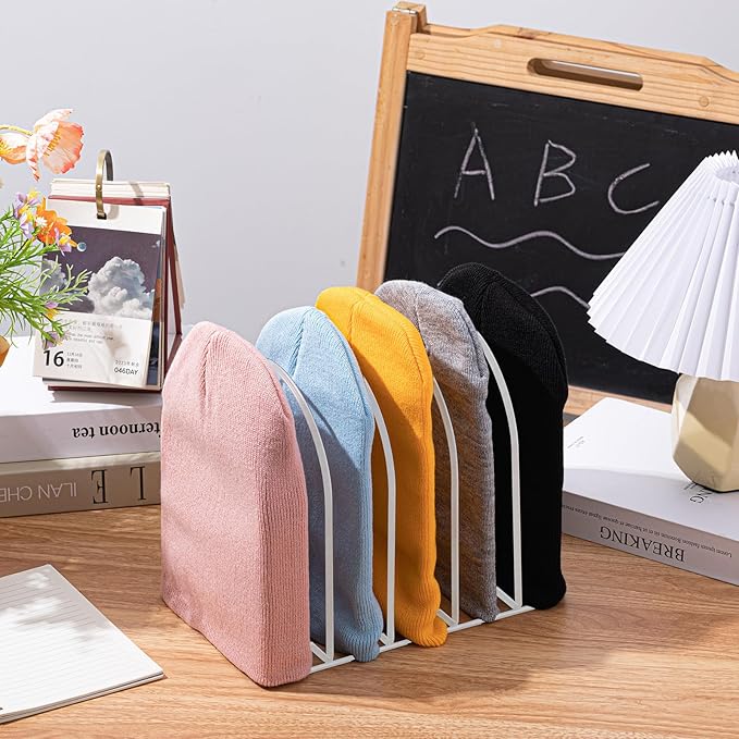 Hicarer Beanie Holder Organizer Metal Beanie Hat Display Stand Knitted Hat Storage Rack for Swimming Cap Display Vendors Home Entryway Tabletop Bedroom Closet Dresser Room Office