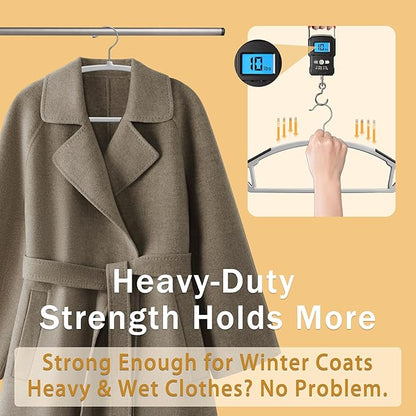 36-Pack Non Slip Plastic Clothes Hangers/w Rubber Pad, Coat Hangers 360° Swivel Hook, Heavy Sturdy Space-Saving Organizers, Hangers for Coats, Pants, Suits, Shirts (Gray)