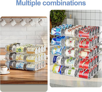 Can Organizer For Pantry Canned Food Goods Organizer For Cabinet Clear Automatic Rolling Can Storage Organizer Pantry Holders Rack, Holds Up to 60 Cans