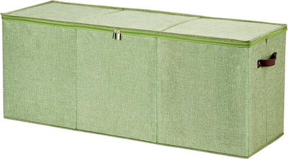 Extra Large Storage Box with Zippered Lid 130L Jumbo Chest Basket Bin Collapsible Lidded Sturdy Organizer with Dividers PU Leather Handles for Clothes Bedding Set Home Closet (Light Green)