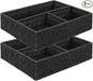 Vagusicc Wicker Divided Storage Basket, Black Wicker Baskets, Basket for Shelves Drawer Organizing, 3 Section Rectangular Woven Storage Baskets, 2-Pack