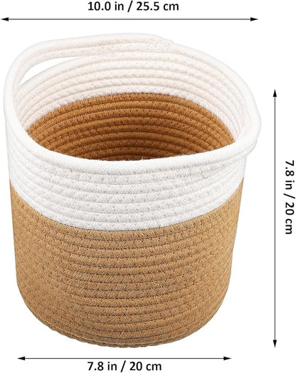 GLEAVI 2 Pack Woven Plant Baskets Indoor for 7 Inch Pots, Cotton Rope Planter Basket Set with Dual Tone Design, 7.9" Decorative Storage Bin Cover for Home Decor Organization